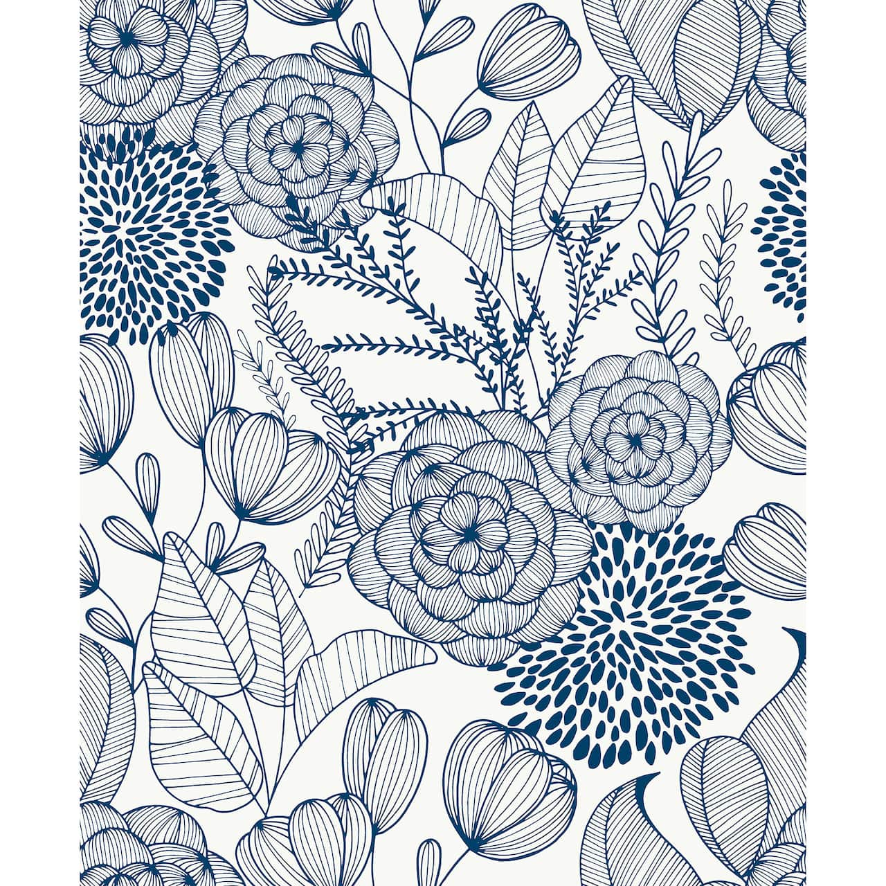 NuWallpaper Navy Secret Garden Peel & Stick Wallpaper